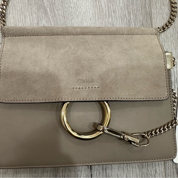 Chloé 🪩 LIKE NEW Mini Faye Leather and Suede Crossbody Bag in Motty Grey - Picture 5 of 8